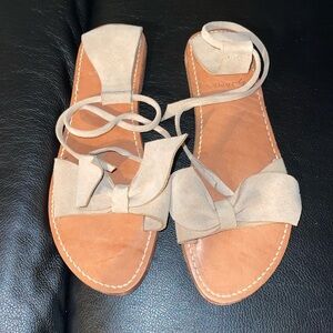 by james tan suede wrap around tie strap sandals 10